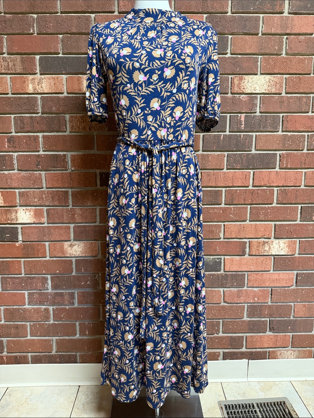 Boden Navy Floral Puff Sleeve Dress Size 6 - Picture 2 of 14